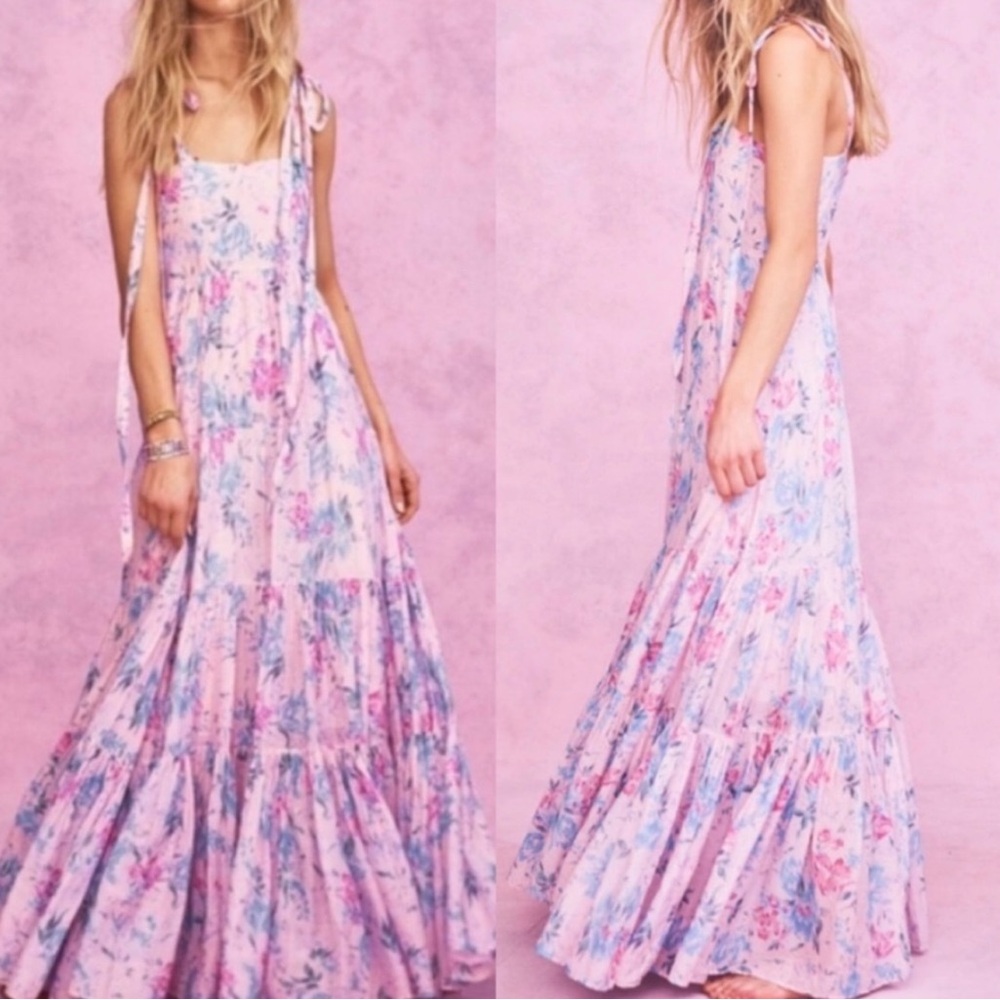 LoveShackFancy Pastel Floral Maxi Dress